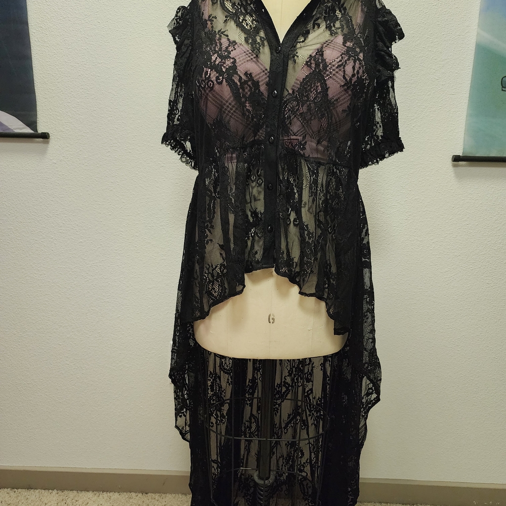 Killstar Black Lace Goth-Label Top Size 3xl